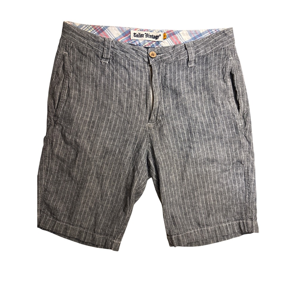 Tailor Vintage Pinstripe Shorts Mens 30 Blue
